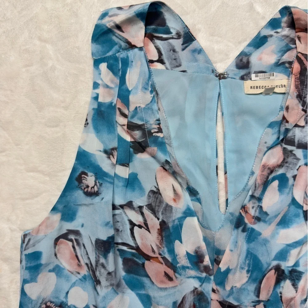 Rebecca Taylor Aloha Poolside Print Sleeveless Silk Multicolor Mini Dress 2